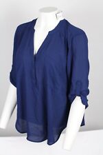 Torrid Women's Harper Georgette Pullover 3/4 Sleeve Blouse Medieval Blue picture