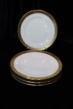 ANTIQUE NORITAKE CHANWAY CIRCA 1918 GOLD BLACK FLORAL BAND ON WHITE 4 SALAD PLAT picture