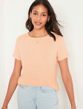 Old Navy Women’s Size XXL ~ Short Sleeve Luxe Rib Knit T-Shirt Tee .. $17 Peach picture