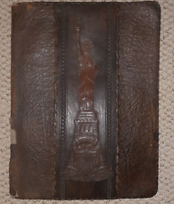 Antique (1900-1924) Beautiful Tooled Quality Leather Statue of Liberty Scrap BK picture