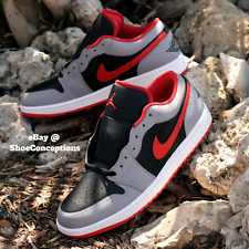Nike Air Jordan 1 Low Shoes Black Cement Gray Fire Red 553558-060 Mens Sizes NEW picture