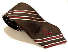 Vintage 1940’s Countess Mara NY Front Logo Men's Tie Silk Repp Brown Red White picture