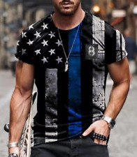 Men T-Shirt Blue USA American US Flag Patriot Short Sleeve Tee T Shirt Patriotic picture