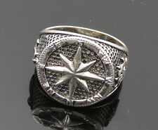 925 Sterling Silver - Vintage Nautical Compass Large Band Ring Sz 12 - RG20198 picture