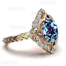 Vintage Wedding Alexandrite Color Changing Ring 925 Sterling Silver Ring Gift picture