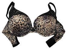 Vintage Victoria’s Secret Lined Demi Bra 36dd Leopard Lace Charm Logo Underwire picture