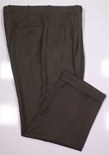 Edgar Pomeroy Bespoke Handmade Brown Twill Pleated Wool Dress Pants 40x29 picture
