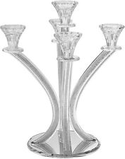 (D) Judaica Modern Banded Candelabra Crystal with Stones 5 Branch Holiday Decor picture