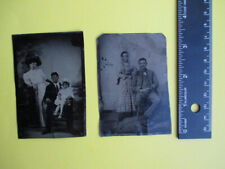 2 Antique 'Tintype' Family Photos - Made of Tin picture