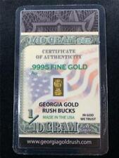 GEORGIA GOLD RUSH BUCKS .003215 TROY OUNCE GOLD BAR .9995 24K FINE GOLD BULLION picture