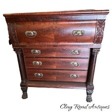 Empire 1830s Lancaster City Mahogany Classical Butlers Desk Columns Paw Foot picture