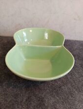 Vintage MARCREST STONEWARE Oval Divided Serving Bowl Mint Green 10.5 by 8”  picture