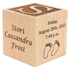 Personalized Wood Baby Birth Block, Laser Engraved, New Baby Gifts, Unique picture