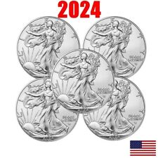 2024 1 oz American Silver Eagle Coin BU - Lot of 5 Coins picture