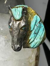 Johnny Blue Jay Horse Ring Hopi Turquoise Size 9.50 Sterling Silver picture