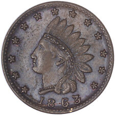 1863 Not One Cent Drums Cannons Indian Princess Civil War Token See Pics V785 picture