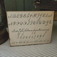 PERFECT DISPLAY VINTAGE PRIMITIVE COLONIAL STYLE ALPHABET OLD SCRIPT SCHOOL SIGN picture