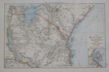 Original 1896 Map GERMAN EAST AFRICA Deutsch-Ostafrika Kilimanjaro Lake Victoria picture