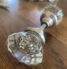2 Antique Vintage Glass 12 Point Crystal Door Knobs Nickel Plated Brass Shanks picture