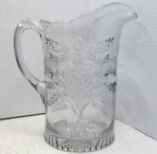 Vintage EAPG Indiana Pressed Glass Pitcher Narcissus Spray Bouquet Scalloped EUC picture