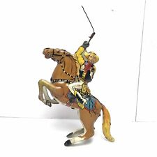 Vintage 1940 Marx Tin Wind-Up Toy Roping Rodeo Cowboy Riding Horse Works picture