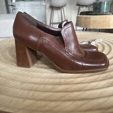 Hokus Pokus Vintage Look 10 Loafers Brown Leather 70s Womens Shoes picture