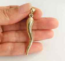 Vintage 14K Yellow Gold Plated Italian Horn Cornicello Charm 3D Pendant picture