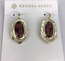 Kendra Scott Anna Maroon Jade Drop Earrings Vintage Gold Plated Brass 1