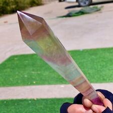 206G Natural rainbow fluorite scepter Quartz Crystal Single-End Terminated Wand picture