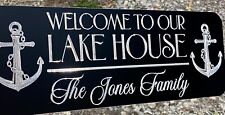Engraved Custom Personalized Lake House Diamond Etched Metal 12x4 Sign Plaque picture