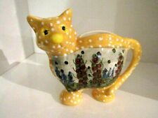 Beautiful Vintage Ceramic Handmade & Painted Flower Holder Kitty Cat picture