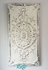 Distressed Vintage Victorian Shabby Chic Embossed Metal Scrolling Wall Panel  picture