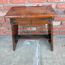 OLD ANTIQUE PRIMITIVE WOODEN HANDMADE FARM STOOL TABLE 19c picture