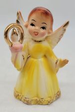 ThriftCHI ~ Porcelain Yellow Angel Holding Candle Japan Ceramic Figurine picture