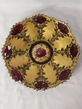 Antique EAPG LaBelle Rose Goofus Glass Shallow Bowl, circa 1900-1909 picture
