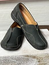 Clarks Women's Un Loop Ave Black Leather Brown Size 6M picture