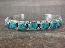 Navajo Indian Sterling Silver & Turquoise Row Bracelet Signed Begay picture