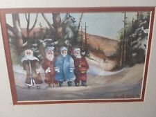 Harriet Elson Water Color Santas of the World Lithograph Print Wall Decor RARE picture