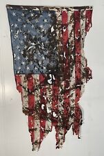 VTG Distressed Tattered damaged￼ American Nylon Flag Art Wall Decor 3 ft X 5 ft picture