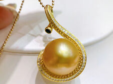 huge  13-14mm south sea gold  pearl pendant 925s(tim) picture