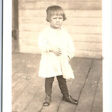 ID'd c1910s Cute Mad Little Girl RPPC Unhappy Child Kid Photo Mabel Hubler A156 picture