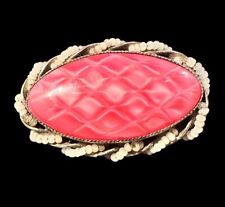 Antique Pink Guilloche & Seed Bead Wired Victorian/Georgian? Brooch C-Clasp picture