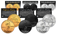 1943 TRIBUTE WWII Steel Penny Coins 3 Versions BLACK RUTHENIUM, 24K GOLD, SILVER picture