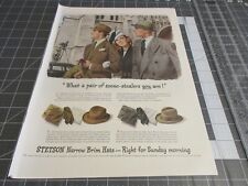 1947 Stetson Hats Ad Narrow Brim Scene Stealers, Vintage Print Ad picture