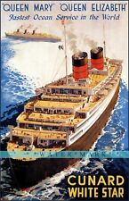 Cunard White Star 1947 Ocean Liners Vintage Poster Print Retro Style Travel Art picture
