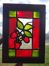 Vintage 🌹 Stained Glass Picture Suncatcher Poinsettia Rose Tulip Plant 8x6