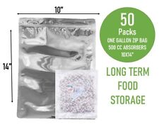 (50PC) 1 Gallon Mylar Bags Zip Seal Reusable Food Storage+500CC Oxygen Absorbers picture