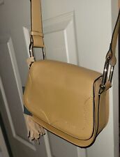 Vince Camuto Tal Flap Saddle Bag Caramel Tan Pebbled Leather Crossbody Purse NEW picture