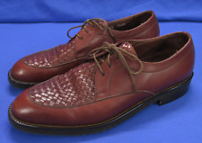 ET E.T. WRIGHT Brown Leather WOVEN TOP L Lace-Up OXFORD Dress Shoes 9.5 AA picture
