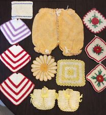 Lot 12 Vintage Hand Crocheted Pot Holders Hot Pads Yellow White Red Irish Roses picture